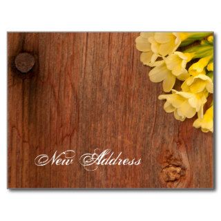 Yellow Flowers and Barn Wood New Address Postcard
