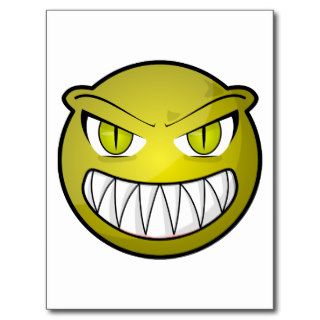 Scary Angry Green Cartoon Face Post Card