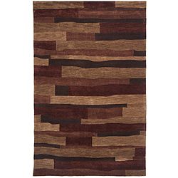 Dynasty Traditional Hand Tufted Black/Brown Rug (7'9"x10'9") 7x9   10x14 Rugs