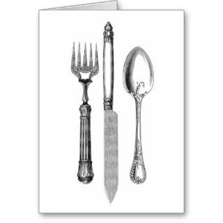 Antique knife fork and spoon combo Decoration Cards