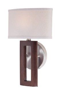 Lite Source LS 16584 Madison Wall Lamp, Dark Walnut with White Fabric Shade   Lampshades  