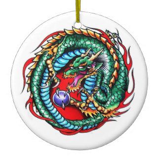 Cool cartoon tattoo symbol Dragon and Orb Ornament