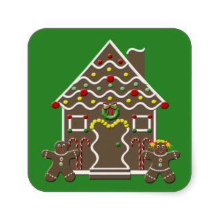 Cute Christmas Gingerbread House Square Stickers