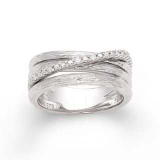 Sterling Silver 1/6ct TDW Diamond Three row Crossover Ring (H I, I2 I3) Diamond Rings