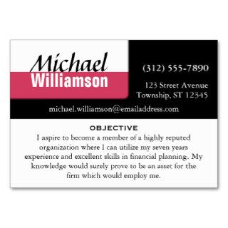 Black White and Dark Pink Corner RESUME Cards Business Card Templates