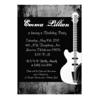 Guitar Punk Rock birthday party invite cool white