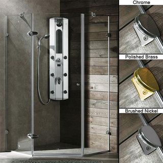 VIGO Reversible Frameless Neo Angle 3/8 Inch Clear Shower Enclosure Vigo Shower Doors