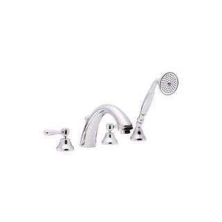 Rohl A2764XM IB Inca Brass Verona Verona 4 Hole Deck Mount Bath Mixer with C Spout Handshower Cross Handles   Bathroom Sink Faucets  