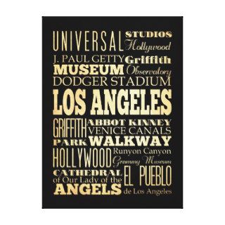Attractions & Famous Places of Los Angeles Gallery Wrap Canvas