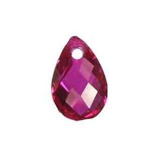 CZ Pink Red Pear Unset Loose Checkerboard Bead 9mm x 6mm (Qty1)