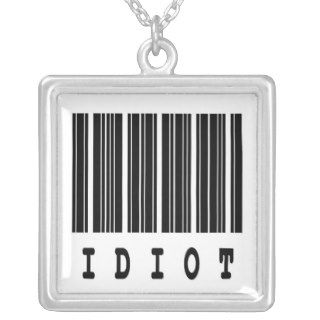 idiot funny barcode design necklace