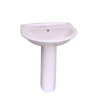 Barclay Products Karla 24 in. Pedestal Lavatory Sink Combo for 8 in. Widespread in White 3 308WH
