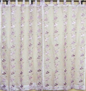 Embroidered Curtains Handmade Ethnic India 2 Mauve Window Door Coverings Panels   Window Treatment Curtains