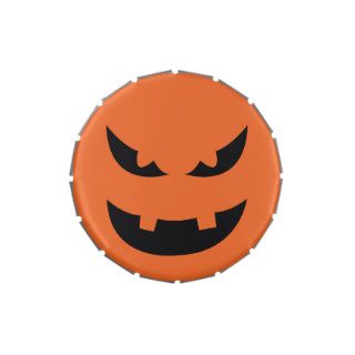 Pure evil snarl pumpkin head Halloween party Jelly Belly Candy Tin