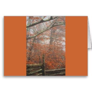 Fall trees, split rail fence greeting card
