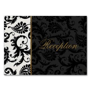 Ivory, Gold, and Black Damask Linen Enclosure Card Business Card Templates