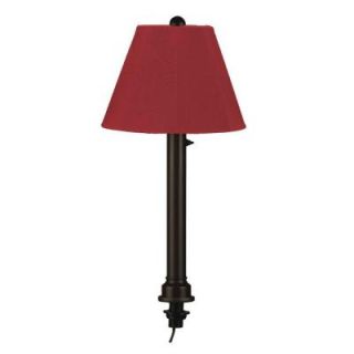 Patio Living Concepts Catalina 28 in. Outdoor Black Umbrella Table Lamp with Burgandy Shade 34770