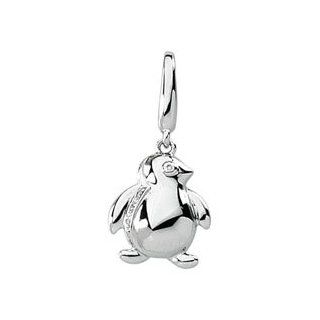 White Gold and Diamond Penguin Charm Jewelry