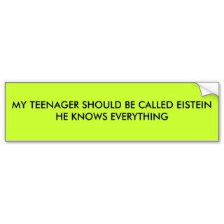 MY TEENAGER SHOULD BE CALLED EISTEIN HE KNOWS EBUMPER STICKER