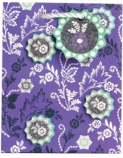 Jillson Roberts Small Gift Bag, Purple Floral Bloom, 6 Count (ST244)  Gift Wrap Bags 