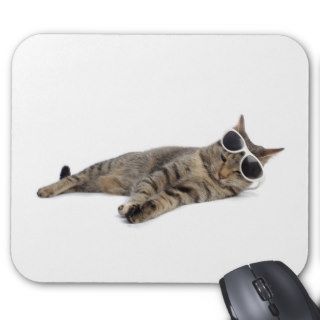 Lazy cat with sunglasses mousepad
