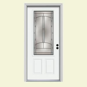 JELD WEN Idlewild 3/4 Lite Painted Steel Entry Door with Brickmould THDJW166700396