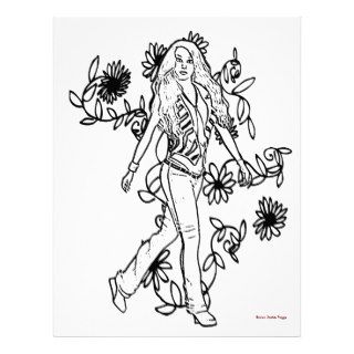 Fashion Flower Fantasy Coloring Pages Customized Letterhead