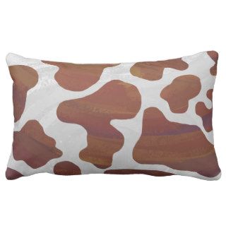 Cow Brown and White Print Throw Pillows