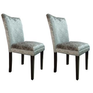 Silver Damask Fabric Parson Dining Chairs (Set of 2) Dining Chairs
