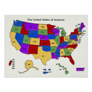Colorful United States Maps School Poster