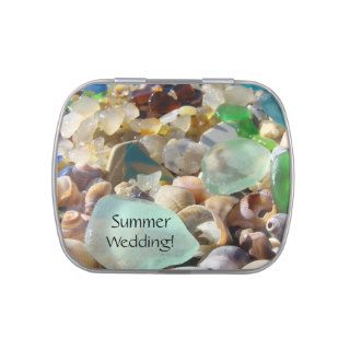 Summer Wedding Favors Blue Green Seaglass Mints Candy Tins