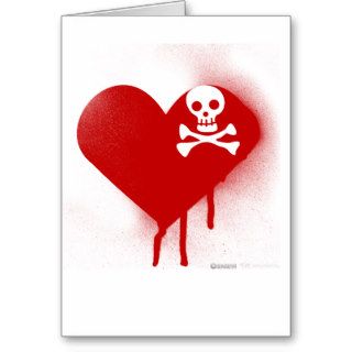 Emo Skull Heart Anti Valentines Day   Rock Grunge Greeting Cards