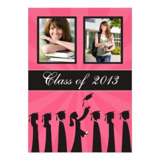 Class of 2013 Pink Silhouette Graduation Personalized Announcements