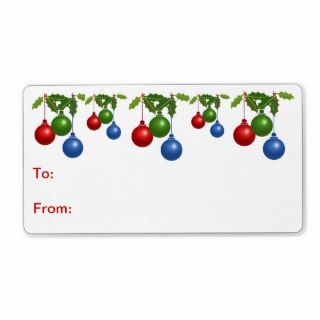 Self Stick Gift Tag Colored Christmas Balls Personalized Shipping Label