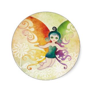 spring fairy round stickers