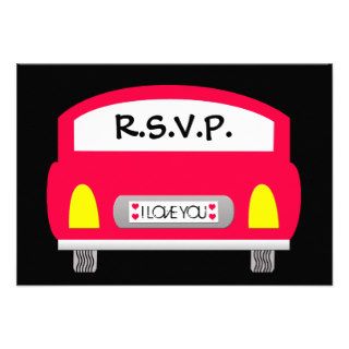 RSVP Wedding Invitation Card    Red Car