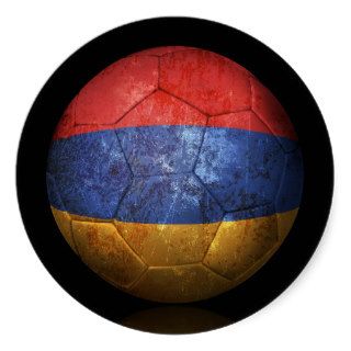 Worn Armenian Flag Football Soccer Ball Round Stickers