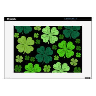 Green Black Saint Patrick Day Four Leaf Clovers Decals For Laptops