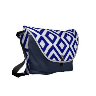 Blue and White Meander Courier Bag