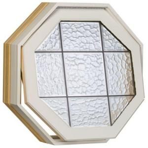 Century Octagon Windows, 24 in. x 24 in., White, Rough Opening with Insulated Iceburg Leaded Glass and Screen DISCONTINUED WGB102B