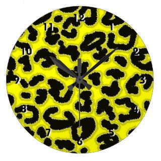 Electric Yellow Leopard Animal Print Wall Clock