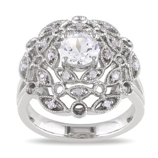 Miadora Sterling Silver White Sapphire and Diamond Ring (G H, I1 I2) Miadora Gemstone Rings