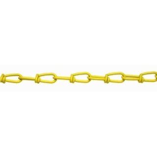 Campbell PD0752496 Low Carbon Steel Inco Double Loop Chain in Square Pail, Yellow Polycoated, 2/0 Trade, 0.14" Diameter, 50' Length, 255 lbs Load Capacity Pulling And Lifting Chains