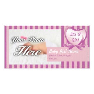 Baby Girl Announcement Photo Card Template