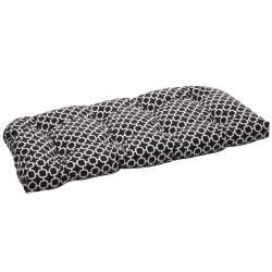 Pillow Perfect Outdoor Geometric Black/ White Wicker Loveseat Cushion Pillow Perfect Outdoor Cushions & Pillows
