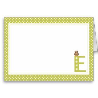 Letter E with Owl Blank Note Card