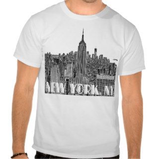 NYC Etched Look Skyline Above T shirts