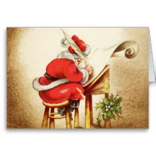 Santa checking his list greeting card