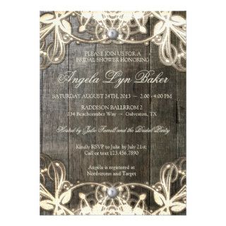 Country Lace Wood Rustic Bridal Shower Invite