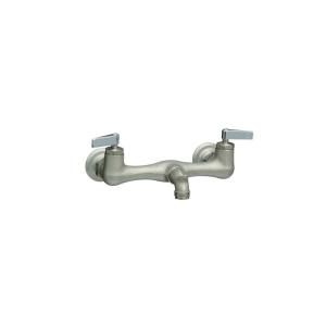 KOHLER Knoxford 8 in. Wall Mount 2 Handle Low Arc Service Sink Faucet in Polished Chrome with 2 Spout Reach and Lever Handles K 8924 CP